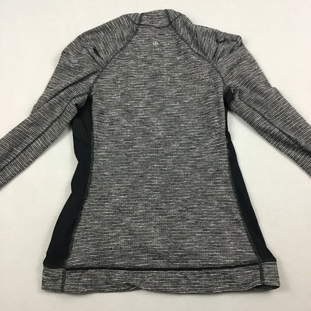 Lululemon Sweater Women 6 Black Long Sleeve Crew Seamless Running Zip Pocket